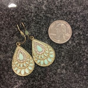 Pave Crystal Accented Mint Enameled Earrings